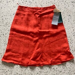 HARVE BERNARD Orange Linen Mini Skirt Petite 6 NWT